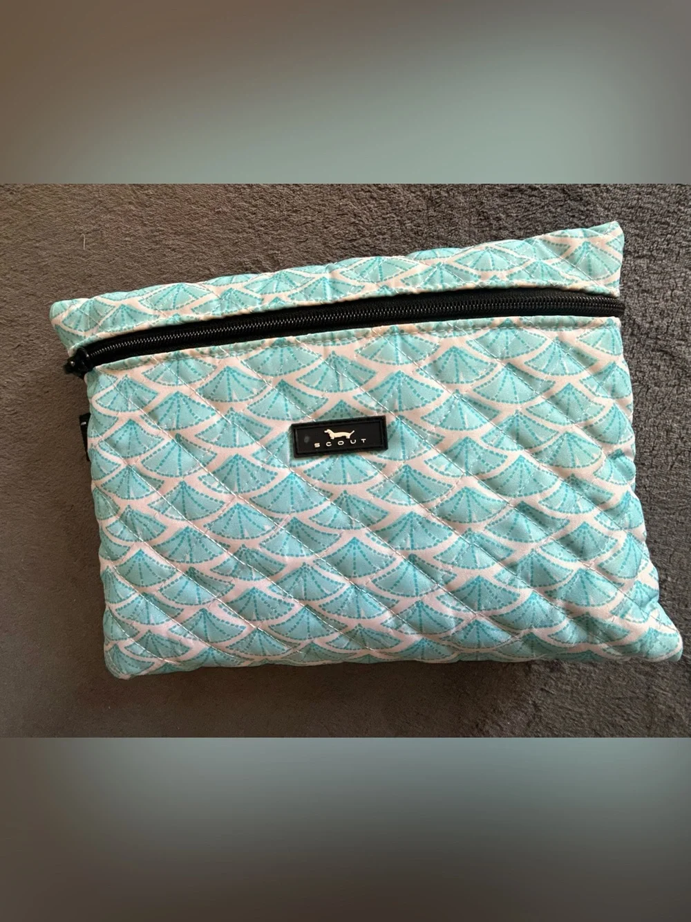 Scout Quilted Aqua and White Patterned Cosmetic Bag